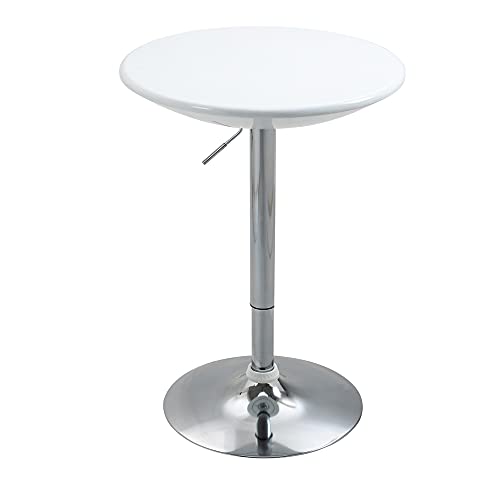 HOMCOM Bartisch moderner Esstisch höhenverstellbarer Bistrotisch Stehtisch Tresentisch Schreibtisch rund Metall ABS-Lackierung Weiß Ø61 x 76-97 cm von HOMCOM