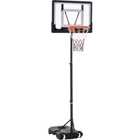 Basketballständer höhenverstellbar Basketballanlage mit Räder draußen Stahl PVC HDPE Schwarz 83 x 75 x 206-260 cm von HOMCOM