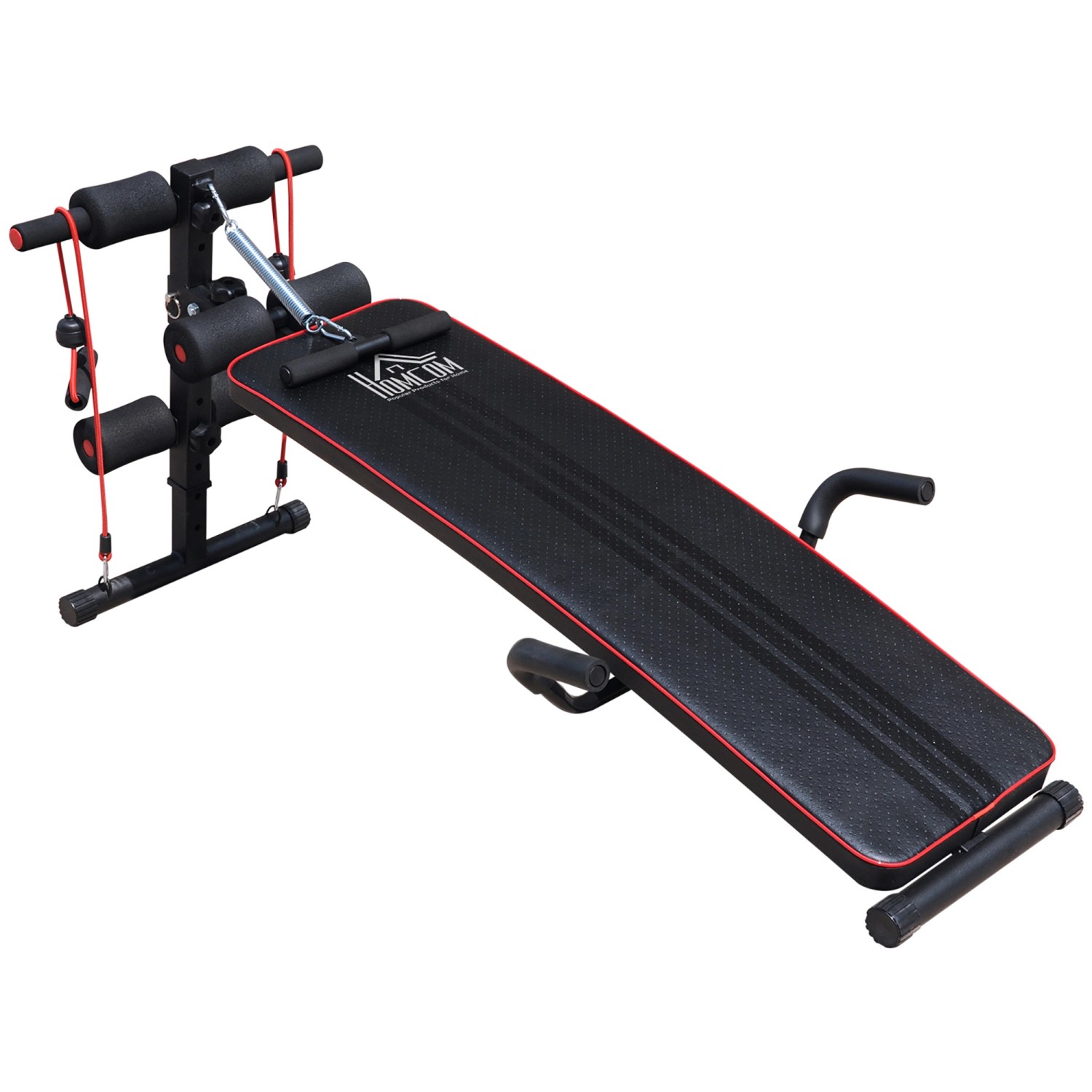 HOMCOM Bauchtrainer mit Widerstandsbänder PVC Schwarz Rot 137,5 x 55,5 x 50-68cm HOMCOM Bauchtrainer mit Widerstandsbänder PVC Schwarz Rot 137,5 x 55,5 x 50-68cm von HOMCOM