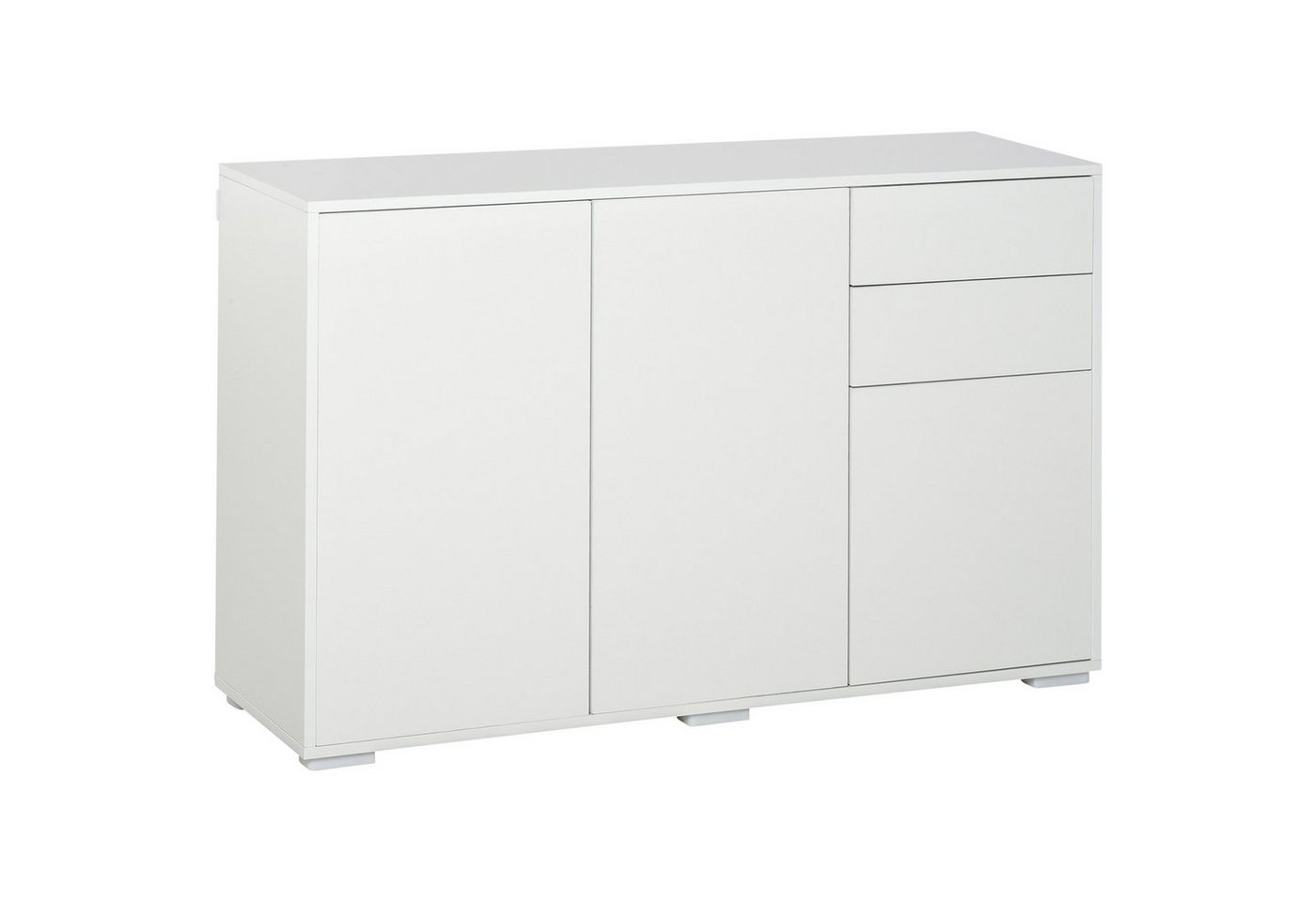 HOMCOM Beistellschrank Mehrzweckschrank Aktenschrank mit 2 Schublade 3 Türen (Aufbewahrungsschrank, 1-St., Sideboard) Hochglanz Weiß 117 x 36 x 74 cm von HOMCOM