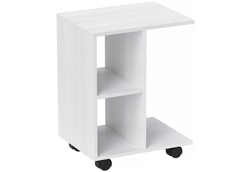 HOMCOM Beistelltisch Couchtisch mit Rollen in C-Form (Sofatisch, 1-St., Kaffeetisch), für kleine Bereiche, 45 x 35 x 58 cm, Weiß von HOMCOM