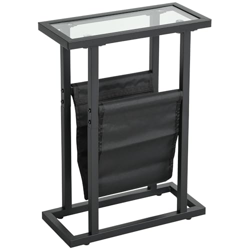 HOMCOM Beistelltisch Couchtisch mit Stofftasche, Metallrahmen, Kaffeetisch mit Glasplatte, Nachttisch für Wohnzimmer, Schlafzimmer, Schwarz, 40 x 18 x 55,5 cm HOMCOM Beistelltisch Couchtisch mit Stofftasche, Metallrahmen, Kaffeetisch mit Glasplatte, Nachttisch für Wohnzimmer, Schlafzimmer, Schwarz, 40 x 18 x 55,5 cm von HOMCOM