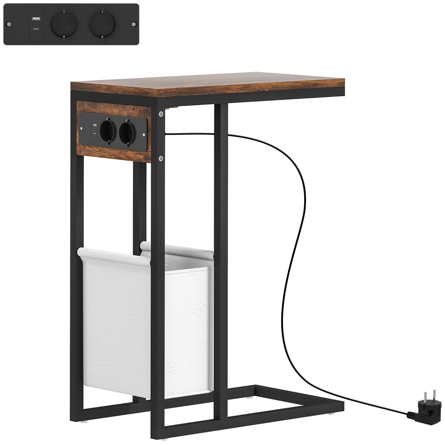 HOMCOM Beistelltisch MDF Stahl 46L x 25B x 62,5H cm Rustikal-Braun HOMCOM Beistelltisch MDF Stahl 46L x 25B x 62,5H cm Rustikal-Braun von HOMCOM