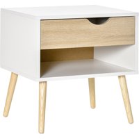 HOMCOM Beistelltisch Nachttisch Flurkommode mit 1 Schubladen MDF Spanplatte Weiß+Eiche 50 x 39 x 51 cm Aosom HOMCOM Beistelltisch Nachttisch Flurkommode mit 1 Schubladen MDF Spanplatte Weiß+Eiche 50 x 39 x 51 cm Aosom von HOMCOM