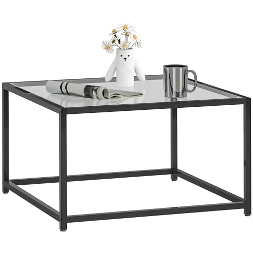 HOMCOM Beistelltisch Quadratisch Nachttisch mit Hartglas-Tischplatte, Couchtisch mit Beinen aus Stahl, Wohnzimmertisch Sofatisch Kaffeetisch für Wohnzimmer Schlafzimmer 68 x 68 x 39 cm Schwarz HOMCOM Beistelltisch Quadratisch Nachttisch mit Hartglas-Tischplatte, Couchtisch mit Beinen aus Stahl, Wohnzimmertisch Sofatisch Kaffeetisch für Wohnzimmer Schlafzimmer 68 x 68 x 39 cm Schwarz von HOMCOM