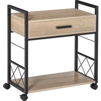 HOMCOM Beistelltisch Servierwagen mit Rädern, Küchenwagen, Kaffeetisch, Schublade, Ablage, Natur, 60x30x65cm  Aosom.de von HOMCOM