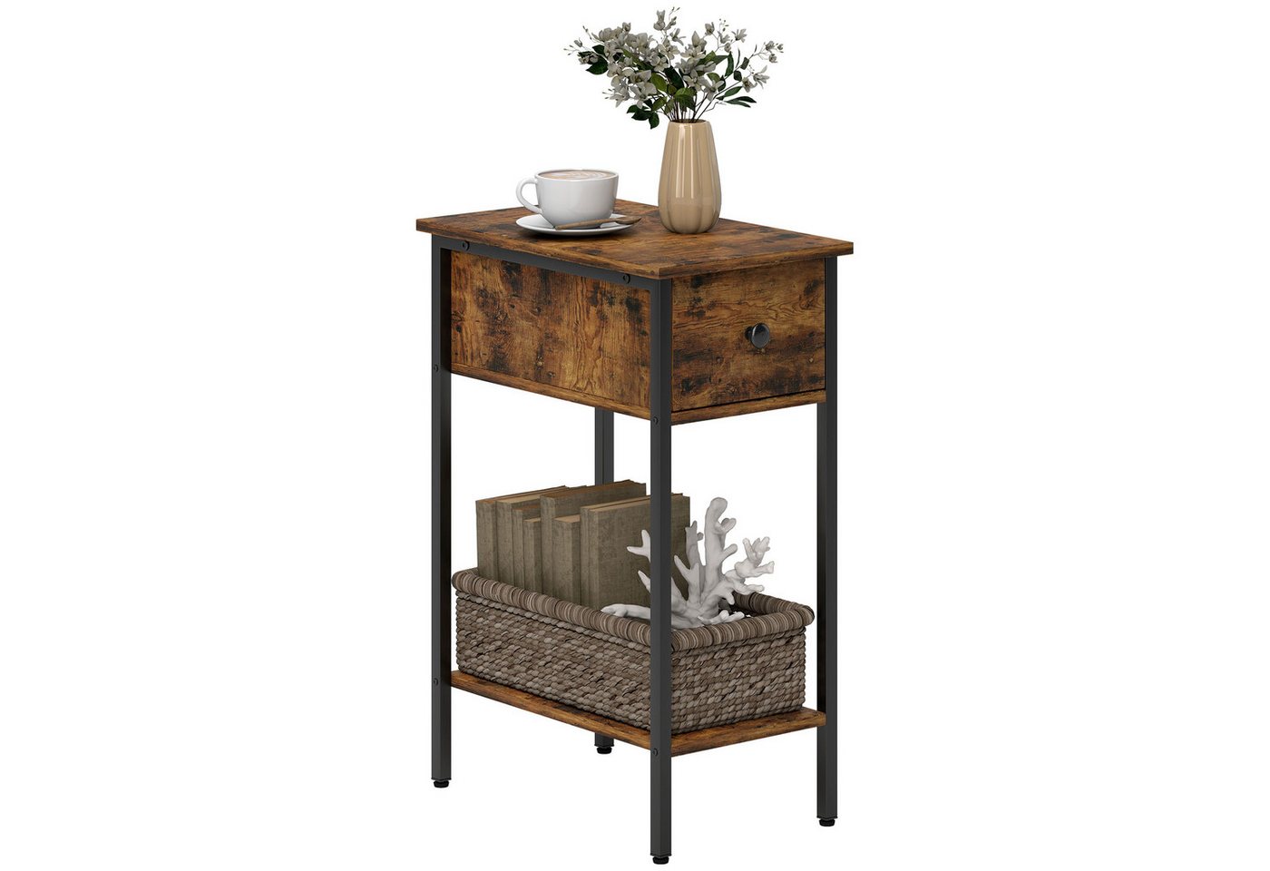 HOMCOM Beistelltisch Side Table (ß, 1-St., ß), Industrieller Stil, kompakte Größe von HOMCOM