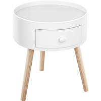 HOMCOM Beistelltisch Sofatisch Couchtisch mit Schublade Wohnzimmer Holz Weiß Ф38 x H45cm   Aosom von HOMCOM