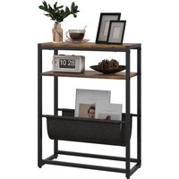 HOMCOM Beistelltisch Sofatisch Eingangstisch mit Regal und Zeitschriftenhalter Industriedesign - 43B x 18T x 56H cm Schwarz Dunkelbraun   Aosom von HOMCOM