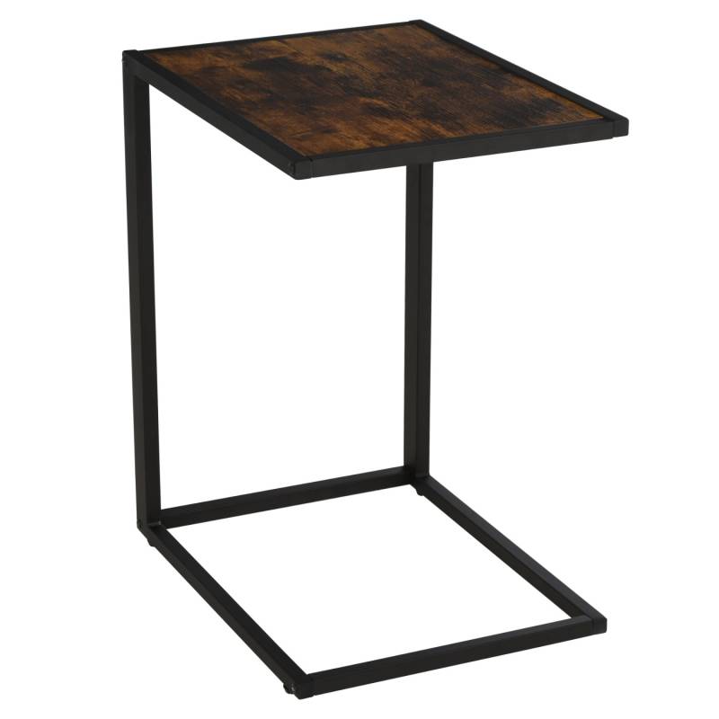 HOMCOM Beistelltisch in C-Form mit Metallgestell Rustikal-Braun 40,6 x 50,8 x 64,2 cm von HOMCOM