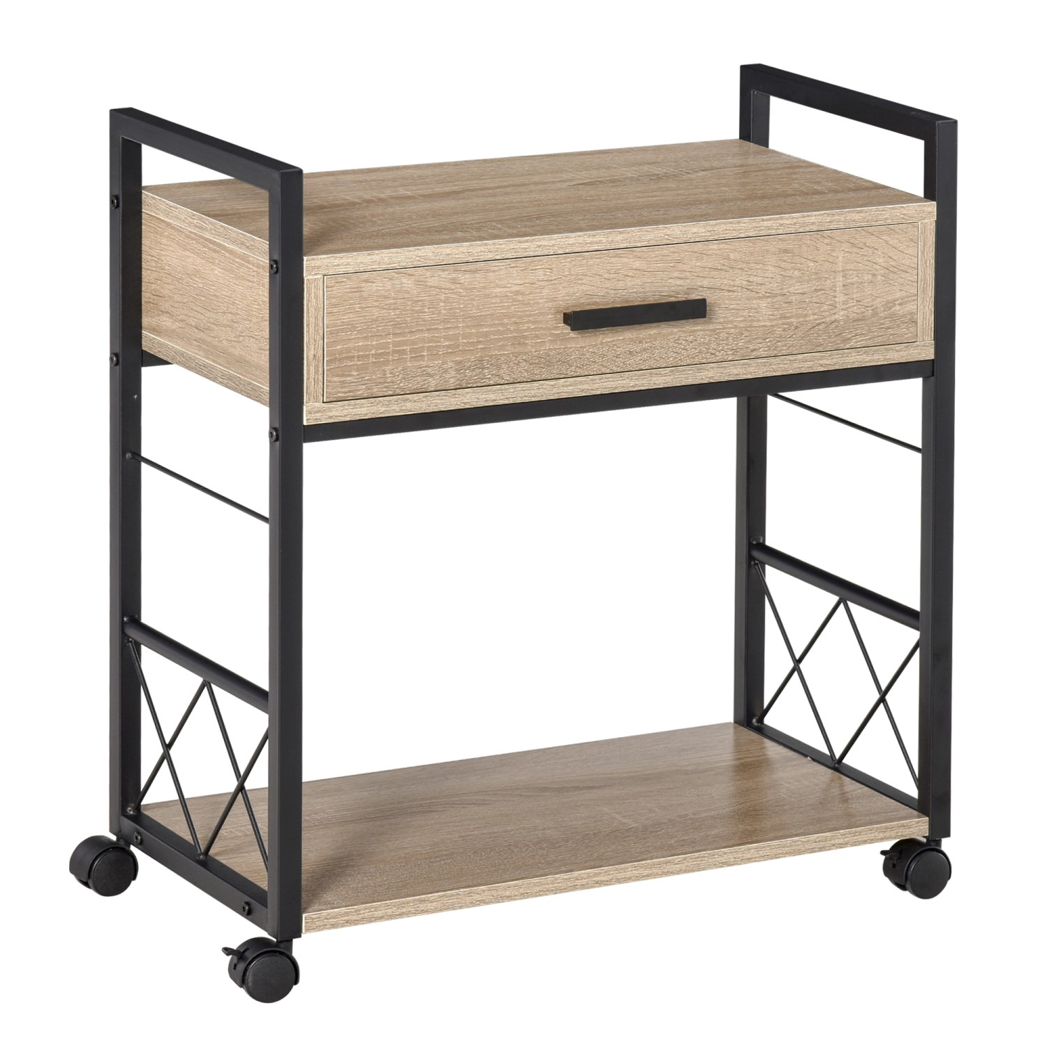 HOMCOM Beistelltisch mit Rädern Schublade Ablage Spanplatte Natur 60 x 30 x 65cm HOMCOM Beistelltisch mit Rädern Schublade Ablage Spanplatte Natur 60 x 30 x 65cm von HOMCOM