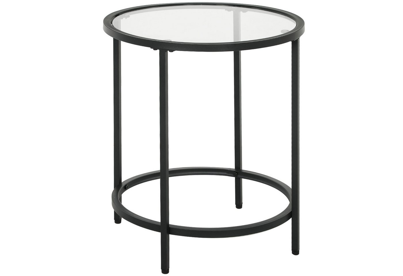HOMCOM Beistelltisch mit Tischplatte aus Glas, Metallrahmen (Wohnzimmertisch, 1-St., Kaffeetisch), für Wohnzimmer, Schlafzimmer, Schwarz, Ø48 x 54,7 cm von HOMCOM