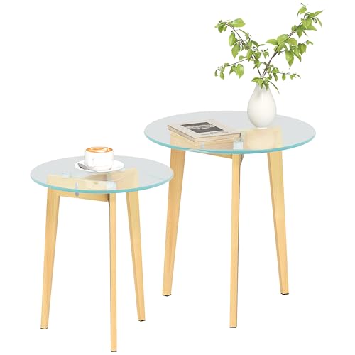 HOMCOM Beistelltische Wohnzimmer Beistelltische 2-teilig Nesting Tische mit gehärtetem Glas Tischplatte und Stahlrahmen Kleine Couchtische für Schlafzimmer Transparent HOMCOM Beistelltische Wohnzimmer Beistelltische 2-teilig Nesting Tische mit gehärtetem Glas Tischplatte und Stahlrahmen Kleine Couchtische für Schlafzimmer Transparent von HOMCOM