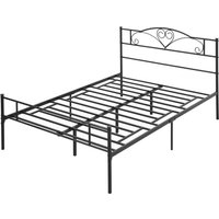HOMCOM Bett 140 x 200 cm Stahl mit Lattenrost Bettrahmen mit Unterbettaufbewahrung, Kopf- und Fußteil, Doppelbett, Bettgestell, 31 cm hoch, Einfache Montage Schwarz   Aosom von HOMCOM