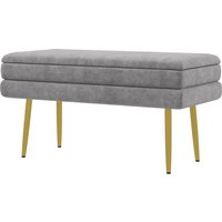 HOMCOM Bettbank mit verstecktem Stauraum, Gepolsterte Bank aus Stahl und Polyester, 79,5x37,5x43 cm, Grau   Aosom von HOMCOM