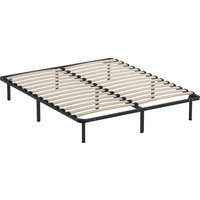 HOMCOM Bettgestell 160 x 190 cm, Doppelbett aus Massivholz mit Lattenrost und Füßen, 26 cm Höhe mit Stauraum darunter, kein Boxspring erforderlich, einfache Montage, schwarz Aosom HOMCOM Bettgestell 160 x 190 cm, Doppelbett aus Massivholz mit Lattenrost und Füßen, 26 cm Höhe mit Stauraum darunter, kein Boxspring erforderlich, einfache Montage, schwarz Aosom von HOMCOM