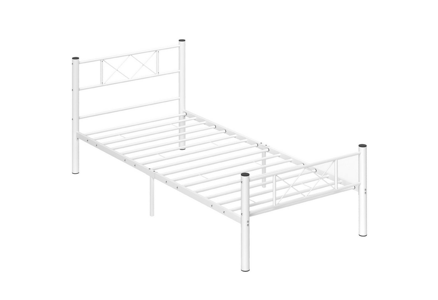 HOMCOM Bettgestell für Matratze 200 x 90 cm, 88 cm hoch, aus Stahl, (Metallrahmenbett, 1-tlg., Bettrahmen), für Schlafzimmer Gästezimmer, Weiß von HOMCOM