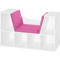 HOMCOM Bibliothek Bank 2 in 1 Design Zeitgenössisch 6 Fächer 3 Kissen inklusive 102L x 30B x 61H cm Weiß Rosa   Aosom von HOMCOM