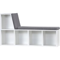 HOMCOM Bibliotheksbank 2 in 1 mit 5 Aufbewahrungsfächern und 2 Kissen Bücherregal 108 x 30 x 60 cm Weiß Grau   Aosom von HOMCOM