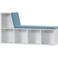 HOMCOM Bibliotheksbank 2 in 1 mit 5 Aufbewahrungsfächern und 2 Polstern Bücherregal 108 x 30 x 60 cm Weiß Blau Aosom HOMCOM Bibliotheksbank 2 in 1 mit 5 Aufbewahrungsfächern und 2 Polstern Bücherregal 108 x 30 x 60 cm Weiß Blau Aosom von HOMCOM