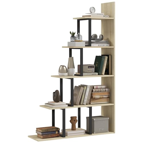 HOMCOM Bibliotheksregal Raumteiler Industrial Style Treppe 5 Regale 102 x 30 x 160 cm Eichenfarbe HOMCOM Bibliotheksregal Raumteiler Industrial Style Treppe 5 Regale 102 x 30 x 160 cm Eichenfarbe von HOMCOM