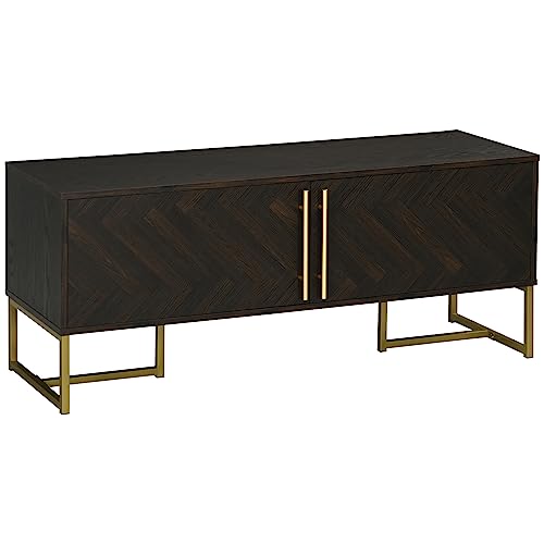 HOMCOM Bis zu 55" TV-Ständer mit 2 Schränken, Wohnzimmermöbel aus Holz mit Metallfüßen, 120x39x50 cm, Braun und Gold HOMCOM Bis zu 55" TV-Ständer mit 2 Schränken, Wohnzimmermöbel aus Holz mit Metallfüßen, 120x39x50 cm, Braun und Gold von HOMCOM