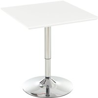 HOMCOM Bistrotisch Pub Bartisch Höhenverstellbarer Quadratischer Stehtisch Tisch Stahl Weiß 60 x 60 x 71-92 cm von HOMCOM