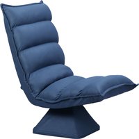 HOMCOM Bodennaher Faulenzerstuhl, 360° drehbar mit verstellbarer Rückenlehne und abgestepptem Design - Mikrofaserstoffbezug in Blau   Aosom von HOMCOM