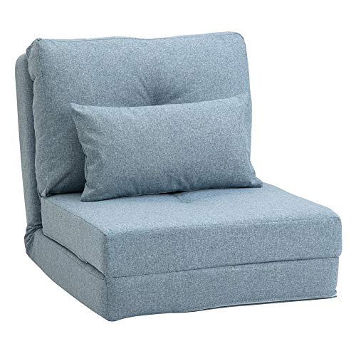 HOMCOM Bodensessel 2-in-1 Klappbett mit Verstellbarer Rückenlehne Bodensofa mit Zierkissen, Bodensitzkissen für Wohnzimmer, Schlafzimmer, Leinen, Himmelblau HOMCOM Bodensessel 2-in-1 Klappbett mit Verstellbarer Rückenlehne Bodensofa mit Zierkissen, Bodensitzkissen für Wohnzimmer, Schlafzimmer, Leinen, Himmelblau von HOMCOM