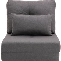 HOMCOM Bodensessel 2-in-1 Klappbett mit verstellbarer Rückenlehne, Bodensofa mit Zierkissen, Leinen, bequemes Bodensitzkissen   Aosom.de von HOMCOM