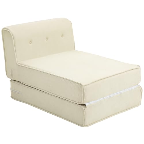 HOMCOM Bodensofa 2-in-1 Klappbar Schlafsofa mit Kordoptik, Gepolstert Sofabett bis 240 kg belastbar für Wohnzimmer, Schlafzimmer, Cremeweiß HOMCOM Bodensofa 2-in-1 Klappbar Schlafsofa mit Kordoptik, Gepolstert Sofabett bis 240 kg belastbar für Wohnzimmer, Schlafzimmer, Cremeweiß von HOMCOM