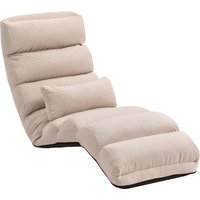 HOMCOM Bodensofa Schlafsessel 1 Platz Schlafsofa umwandelbar Liege mit verstellbarer Rückenlehne und Kopfstütze in 5 Positionen für Wohnzimmer Schlafzimmer und Büro Traglast 120 kg 58x119x78cm beige   Aosom von HOMCOM
