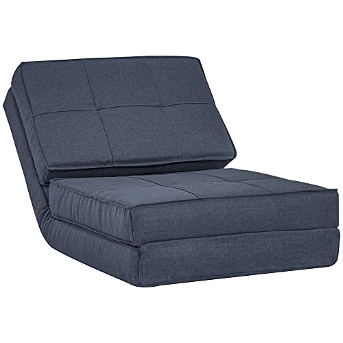HOMCOM Bodensofa klappbar Schlafsessel Bodenstuhl 5-stuhfig verstellbar Klappsessel Schlafsofa Sofabett Einzelsofa Blau 61 x 73 x 58 cm von HOMCOM