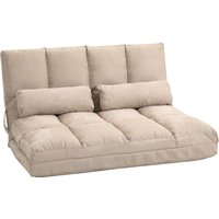 HOMCOM Bodenstuhl 2-in-1 Bodensessel Bett mit Rückenlehne 3 Positionen Verstellbare Sitzkissen Beige Samt Stahl 102 x 73 x 60 cm   Aosom von HOMCOM