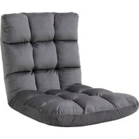 HOMCOM Bodenstuhl 3-in-1 Klappbarer Bodensessel Rückenlehne 13 Positionen Sitzkissen Grau Metall Schaumstoff 55x71x53,5cm   Aosom von HOMCOM
