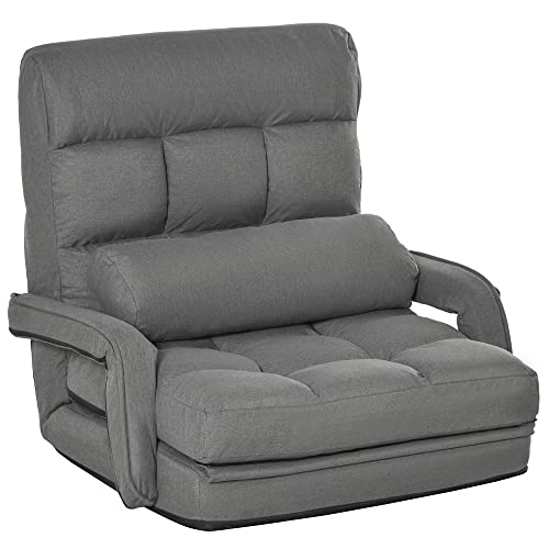 HOMCOM Bodenstuhl Bodensessel mit 5-Fach Verstellbarer Rückenlehne, Lendenkissen, Schlafsessel Bodensofa Gepolstert Lazy Sofa für Wohnzimmer Gaming & Lesen Dunkelgrau HOMCOM Bodenstuhl Bodensessel mit 5-Fach Verstellbarer Rückenlehne, Lendenkissen, Schlafsessel Bodensofa Gepolstert Lazy Sofa für Wohnzimmer Gaming & Lesen Dunkelgrau von HOMCOM