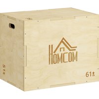 HOMCOM 3-in-1 Plyo Box Holz Plyometrische Sprungbox mit 3 Sprunghöhen Griffen Step-Up Jumping Box 61 x 51 x 76 cm Plyometric Platform Fitnessgerät für Plyometrisches Training Workout Fitnessstudio   Aosom von HOMCOM
