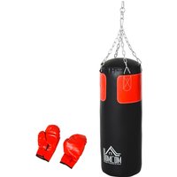 HOMCOM Boxsack mit Boxhandschuhen schwarz Stahl H/D: ca. 120x30 cm von HOMCOM