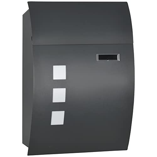 HOMCOM Briefkasten Postkasten mit Deckel, Schloss, Wandbriefkasten mit Sichtfenster Wasserloch aus Verzinktem Stahl, für Outdoor, 32 x 10 x 45 cm, Dunkelgrau HOMCOM Briefkasten Postkasten mit Deckel, Schloss, Wandbriefkasten mit Sichtfenster Wasserloch aus Verzinktem Stahl, für Outdoor, 32 x 10 x 45 cm, Dunkelgrau von HOMCOM