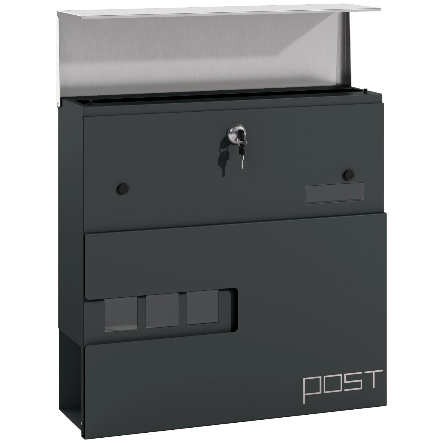 HOMCOM Briefkasten Stahl 37L x 10,5B x 37H cm Dunkelgrau von HOMCOM