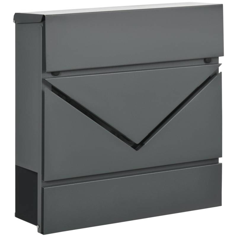 HOMCOM Briefkasten Verzinkter Stahl 37L x 10,5B x 37H cm Dunkelgrau von HOMCOM