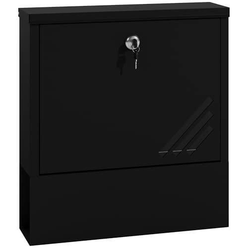 HOMCOM Briefkasten Wandbriefkasten mit Schloss, Deckel, Kupferkern, Postkasten aus Metall, für Outdoor, Dunkelgrau, 30 x 8,5 x 32,5 cm HOMCOM Briefkasten Wandbriefkasten mit Schloss, Deckel, Kupferkern, Postkasten aus Metall, für Outdoor, Dunkelgrau, 30 x 8,5 x 32,5 cm von HOMCOM
