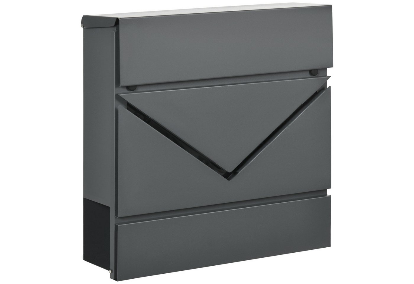 HOMCOM Briefkasten mit Schloss, Deckel (Wandbriefkasten, 1-St., Postkasten), für Outdoor, 37 x 10,5 x 37 cm, Dunkelgrau von HOMCOM