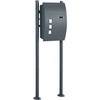 Homcom - Briefkasten mit Ständer, Wandbriefkasten mit Zeitungsfach Postkasten mit Sichtfenster, 2 Schlüssel, aus Verzinktem Stahl, 44 x 15 x 114 cm, von HOMCOM