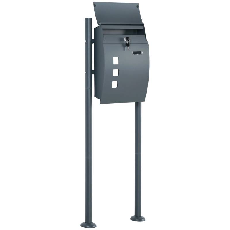 HOMCOM Briefkasten mit Ständer Zeitungsfach 2 Schlüssel von HOMCOM