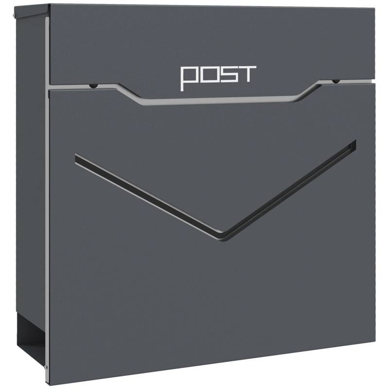 HOMCOM Briefkasten mit Zeitungsfach 2 Schlüssel Anthrazit von HOMCOM