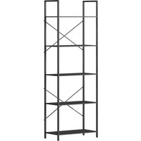 HOMCOM Bücherregal, Standregal mit 5 Ebenen, Industrielles Büroregal mit Metallrahmen, offenes Aufbewahrungsregal für Wohnzimmer, Büro, Arbeitszimmer, 60x30x170,5 cm, Schwarz   Aosom von HOMCOM