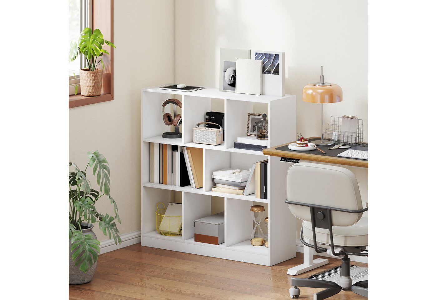 HOMCOM Bücherregal 3-stöckig, Büroregal 1-tlg., für Home-Office Wohnzimmer Weiß 97,5 x 30 x 100 cm von HOMCOM