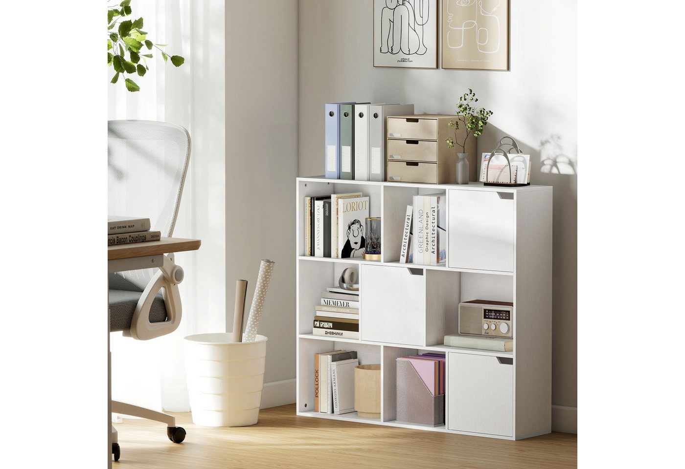 HOMCOM Bücherregal 9 Würfelfächer, Standregale 1-tlg., für Wohnzimmer, Büro, Weiß HOMCOM Bücherregal 9 Würfelfächer, Standregale 1-tlg., für Wohnzimmer, Büro, Weiß von HOMCOM