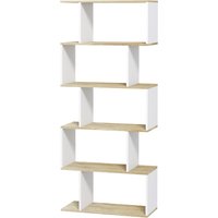 HOMCOM Bücherregal Aufbewahrungsmöbel im skandinavischen Stil mit 5 Regalen gegen Kippen, Belastung 25 kg für Büro Wohnzimmer Schlafzimmer 70x29,5x163 cm Holzoptik und Weiß   Aosom von HOMCOM